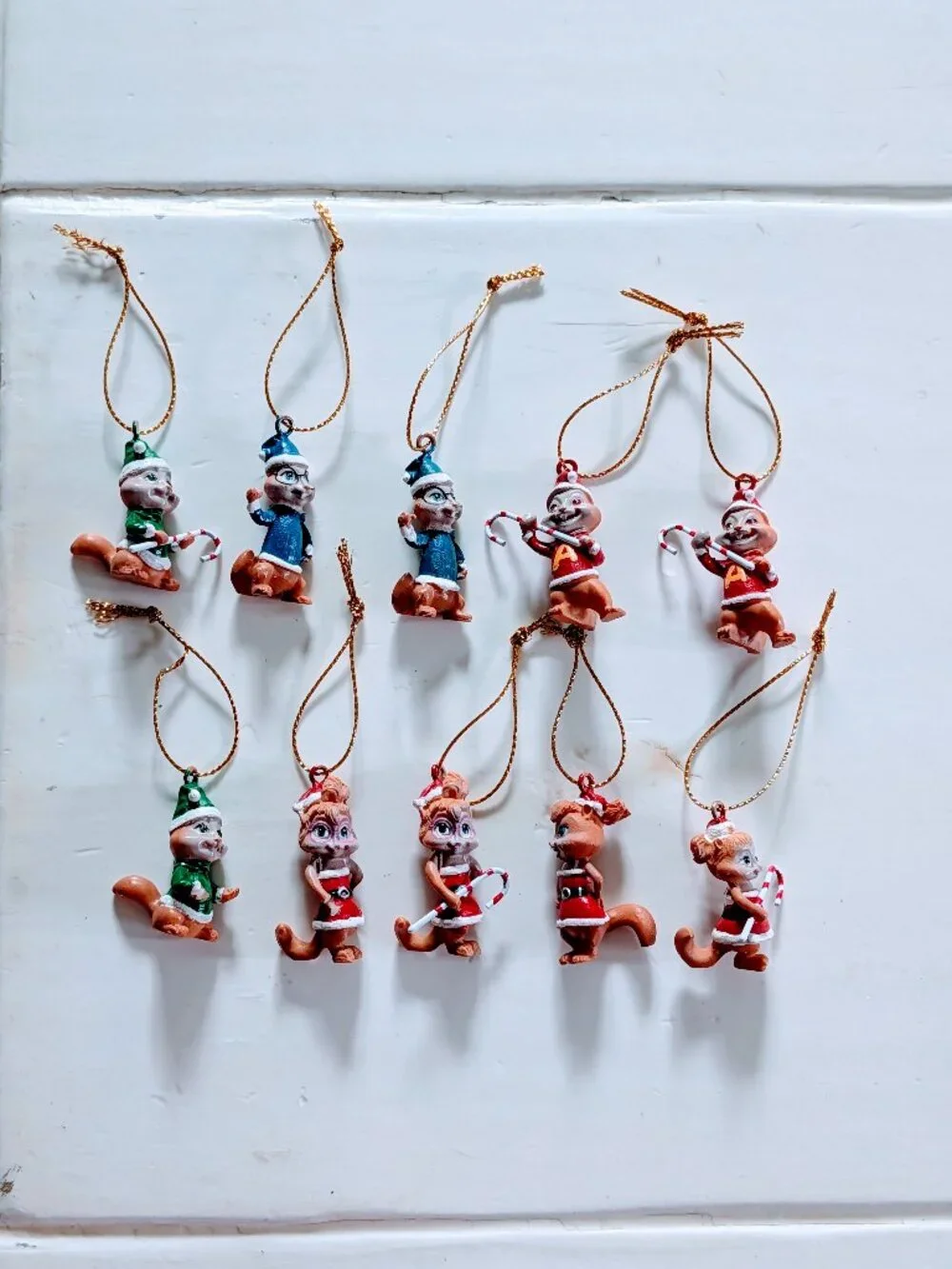 Lot of 10 VTG Alvin & Chipmunks Christmas Ornaments Mini Figures Santa 90s Rare